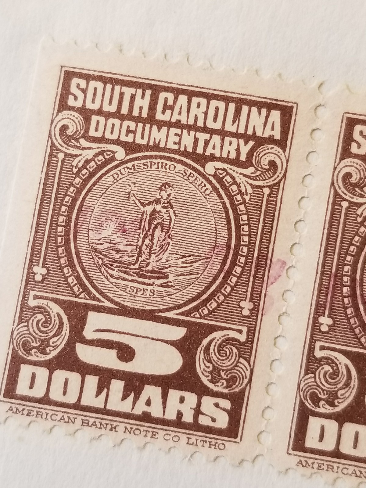 Stamp $5 Dollar South Carolina Documentary