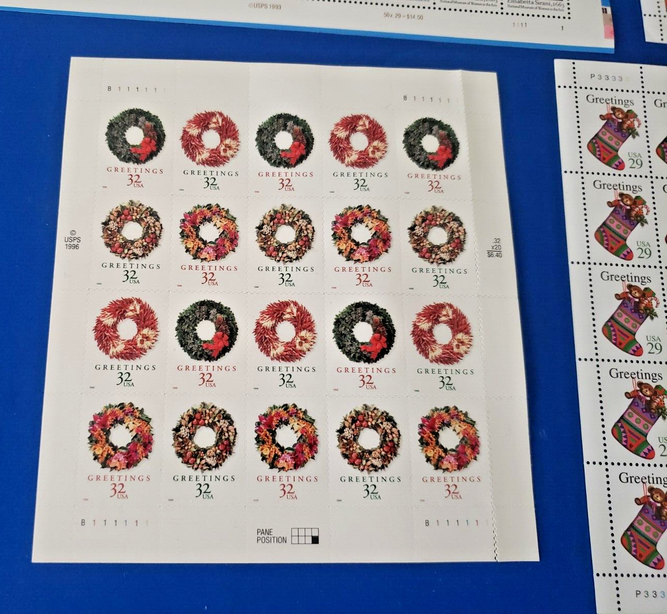 USPS MINT NH VINTAGE CHRISTMAS CARD SANTA JESUS GIFTS POSTAGE SHEETS $51+ F.V.