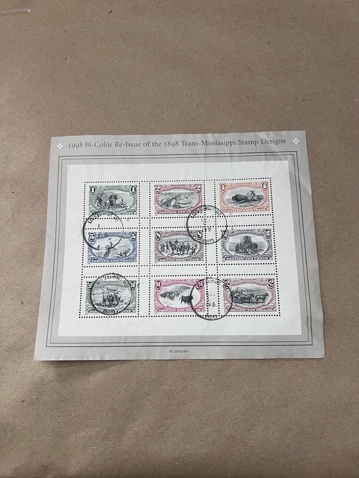 1998 Bi-Color Re-Issue of the 1898 Trans Mississippi Stamps MNH – Souvenir