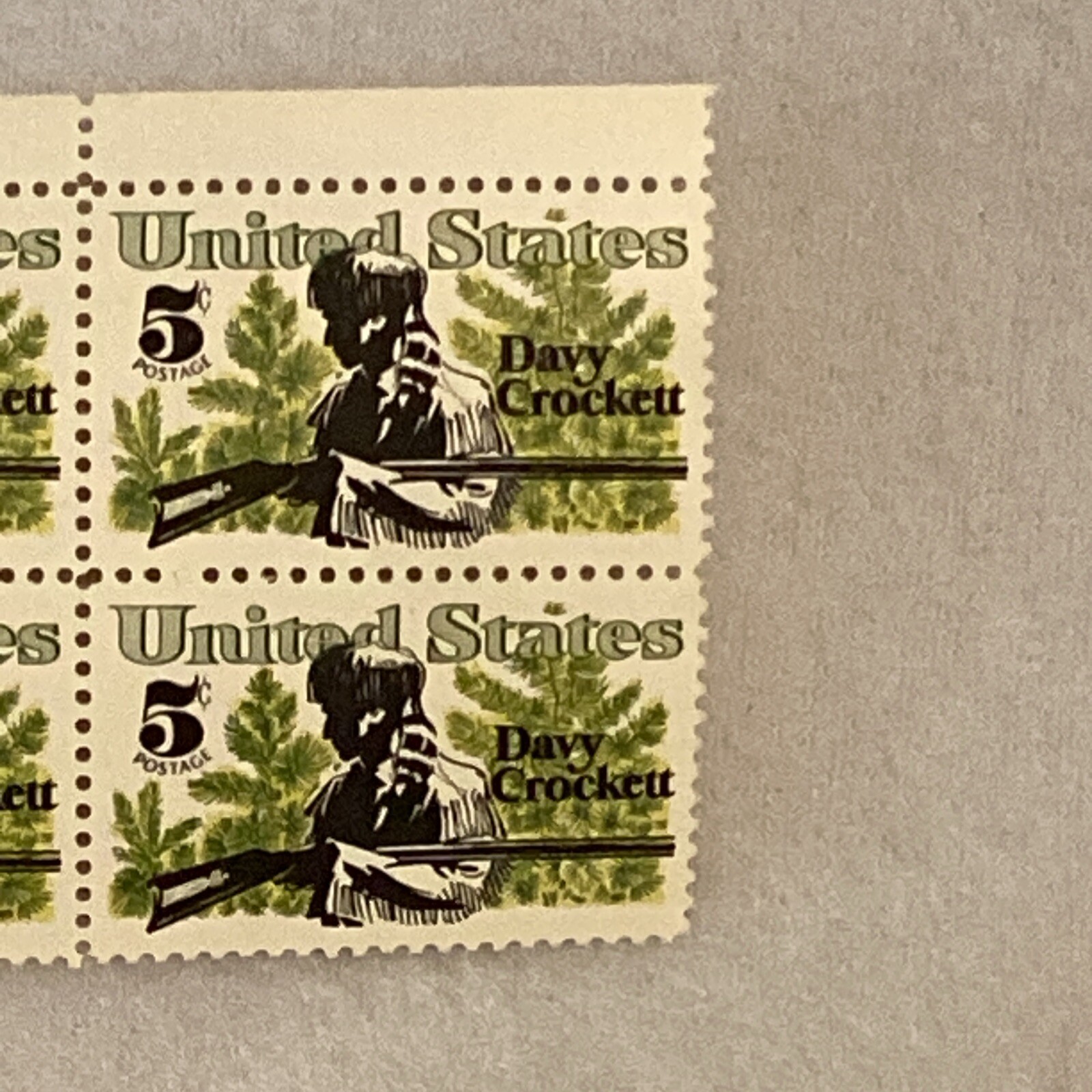 MINT 1967 DAVY CROCKETT Block of 4 Collectible Unused Stamps US Postage