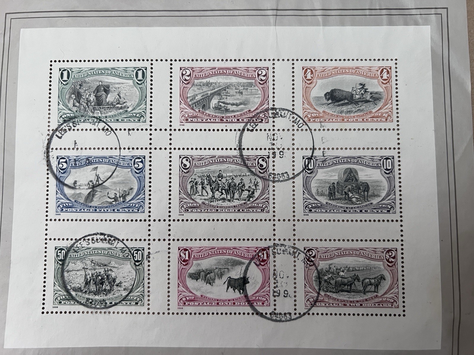 1998 Bi-Color Re-Issue of the 1898 Trans Mississippi Stamps MNH – Souvenir