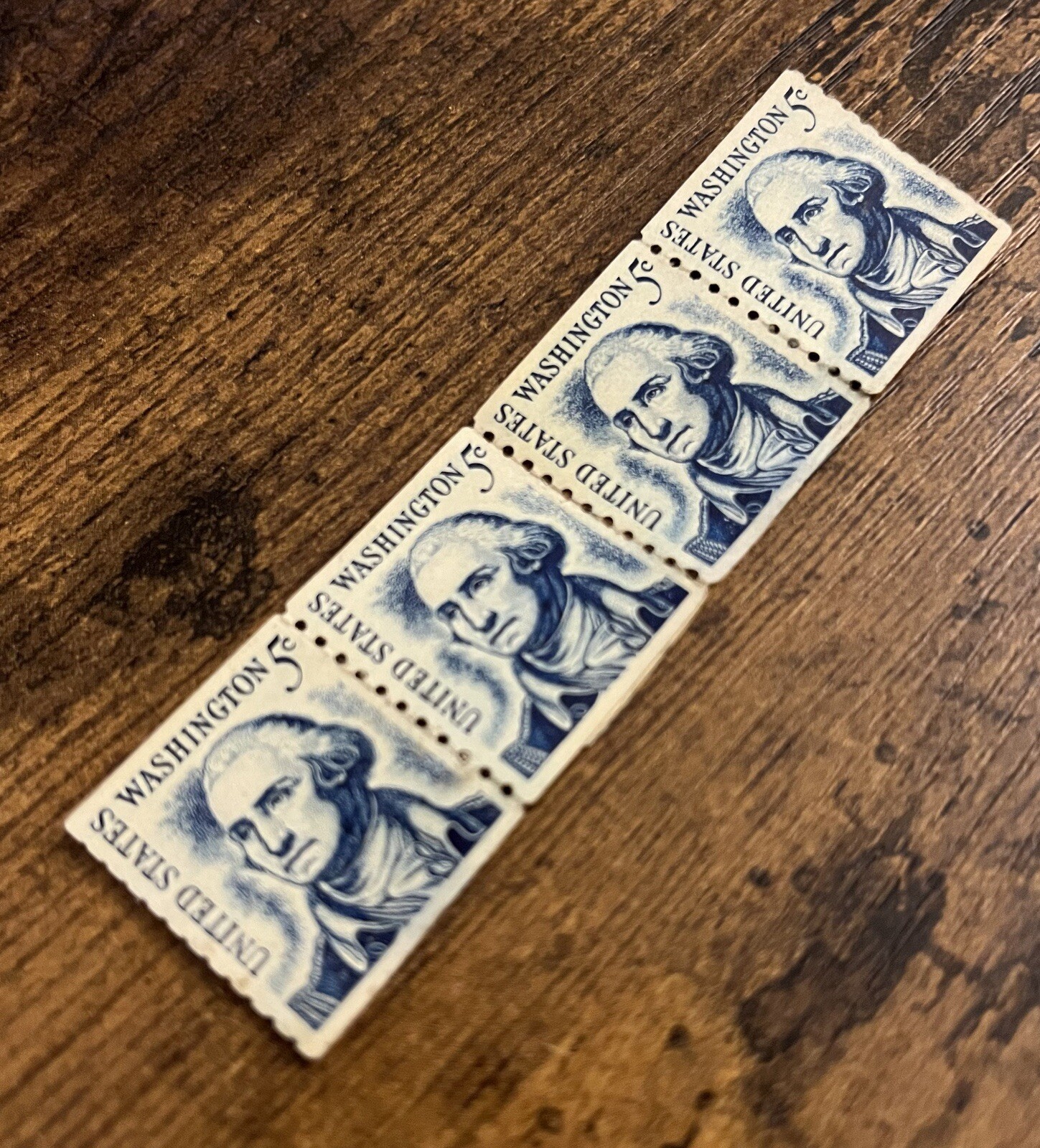 (4) George Washington 1966-67 5 cent blue stamp Rare/Uncancelled