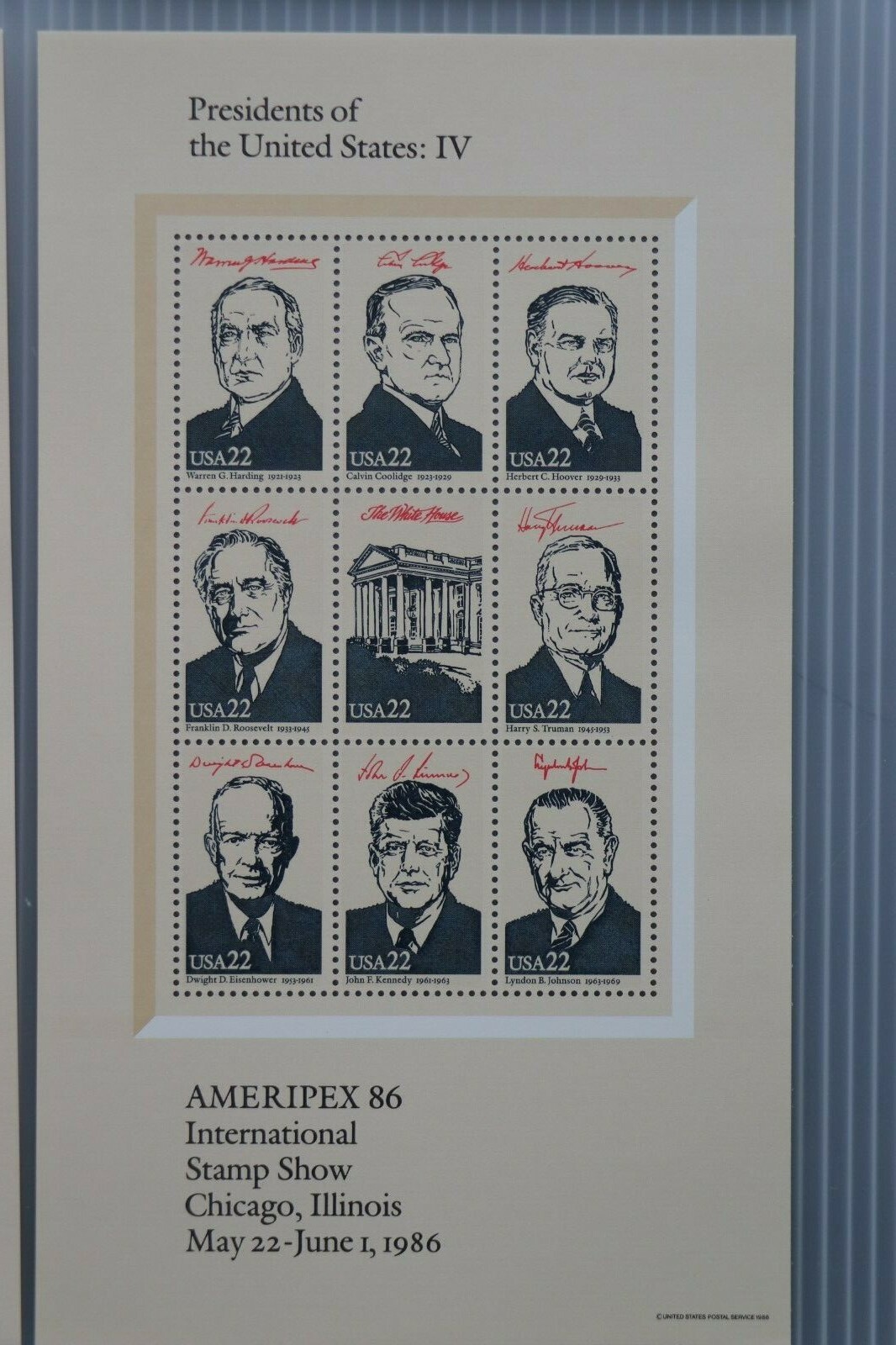 US Postage stamp sheets 36 US Presidents, 36 twenty two cent stamps.