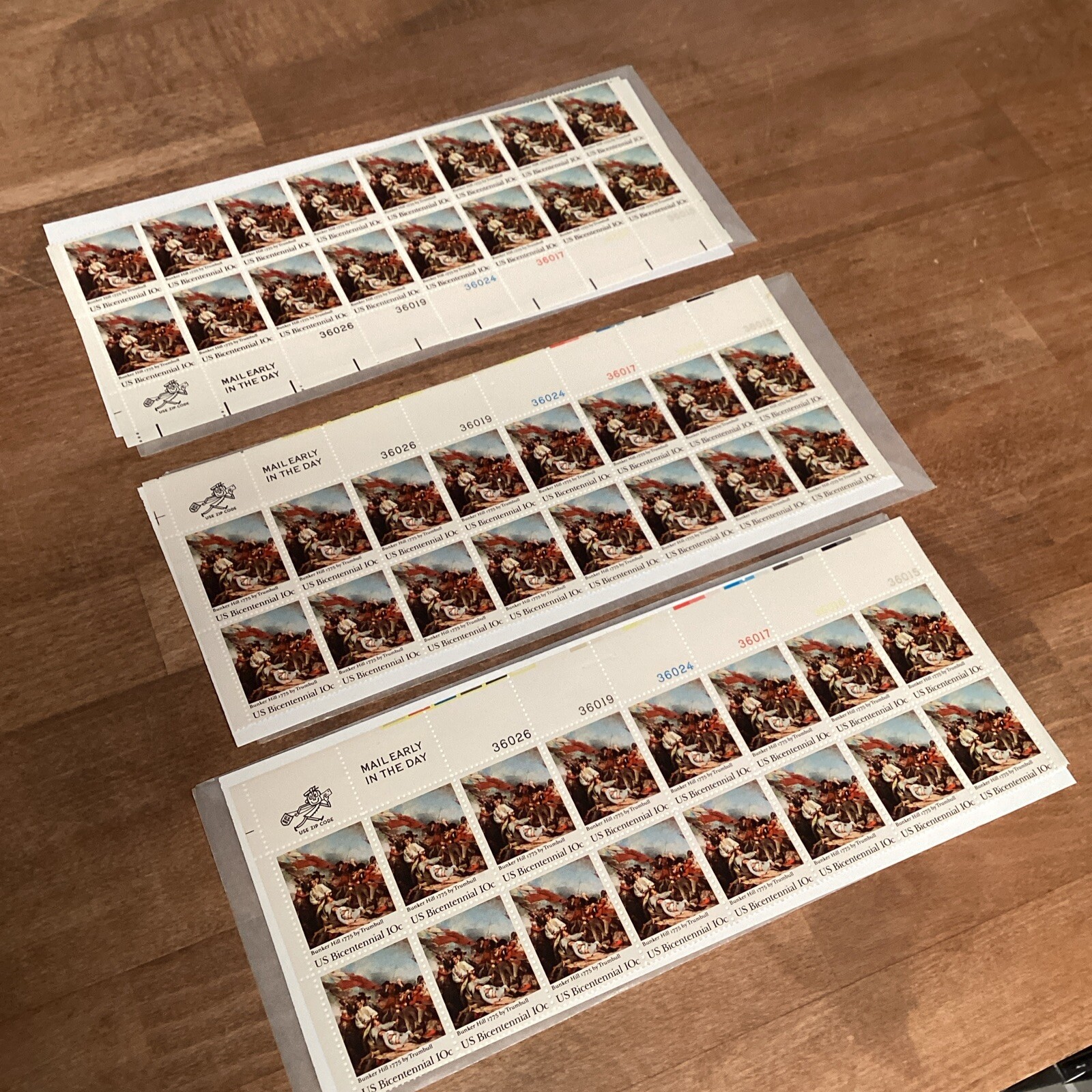 Lot of 3 – Block of 16 BUNKER HILL US BICENTENNIAL Stamps 10 Cent US Scott 1564