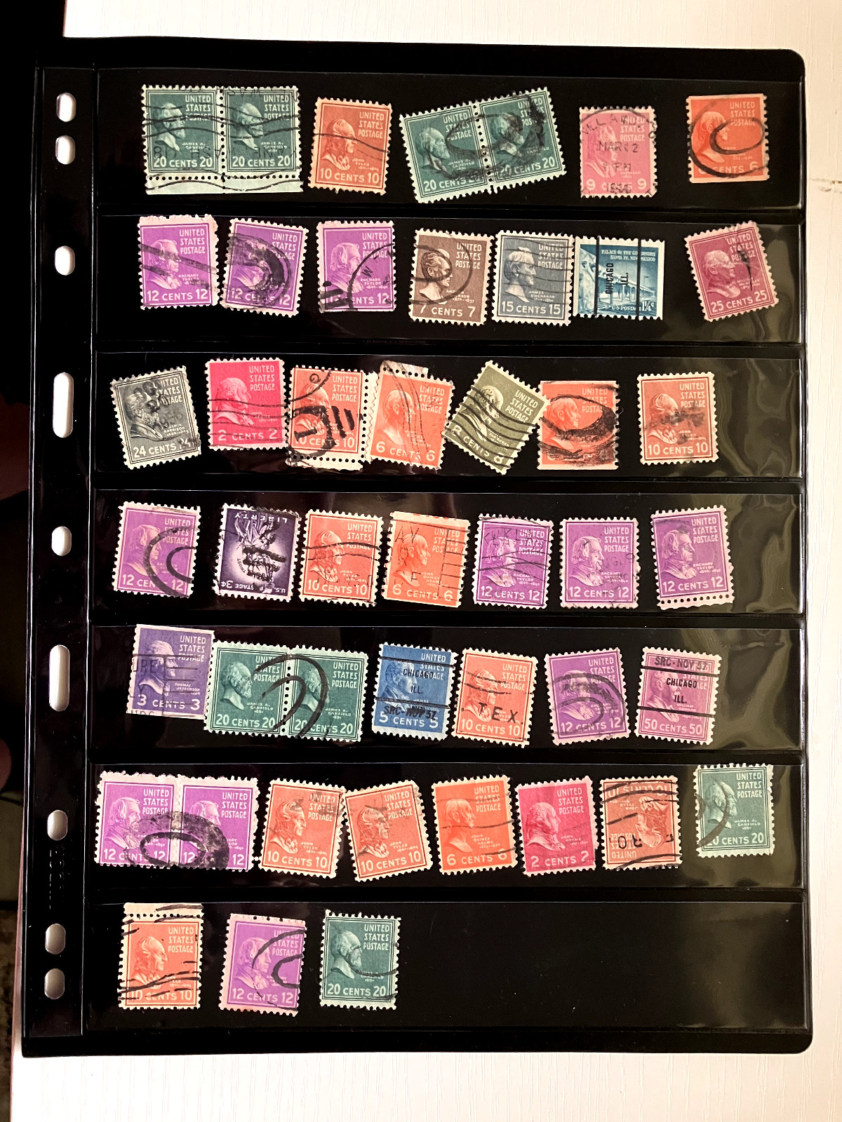 US stamps, 46 pc, some repeats, cancelled 1930-1950th, US Presidents