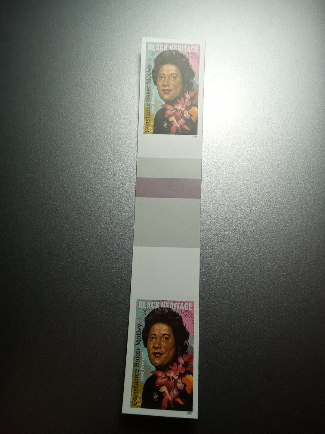 USA 2024 Sc #5830a 4ever CONSTANCE BAKER MOTLEY Imperf/NDC Gutter pair Mint