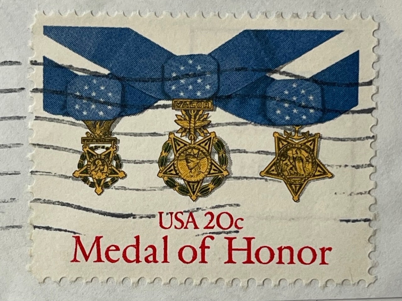 United States USA Postage Stamp 20 Cents Medal of Honor Canceled