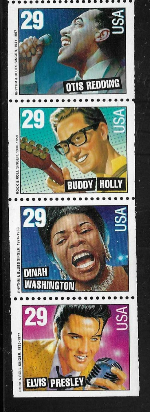 USA SC # 2737b American Music series , Elvis Presley type . MNH