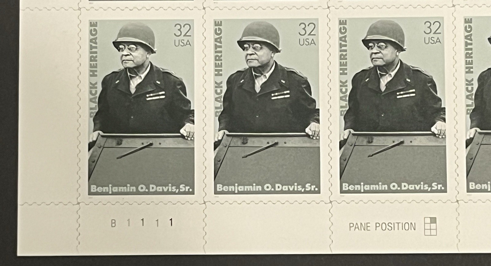 US 1997 SC 3121 32c Black Heritage, Benjamin O. Davis, Sr. Sheet of 20 MNH Fresh