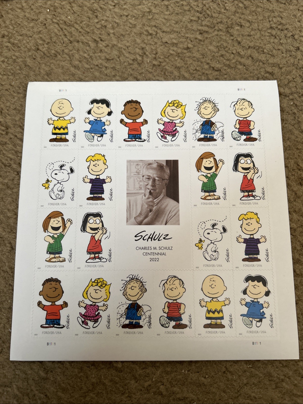 20 Peanuts Schulz Tribute USPS Postage Stamps Charlie Brown Lucy+ Fv $15.60