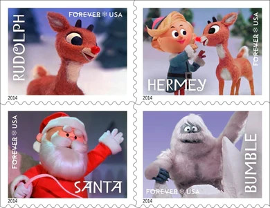 USPS Rudolph the Red-Nosed Reindeer Christmas First-Class Forever Stamps – Bookl