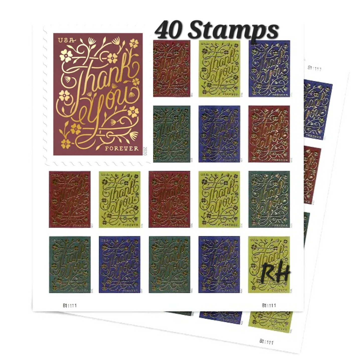 40 STAMPS 2 Sheets Of 20 “THANK YOU” FOREVER STAMPS