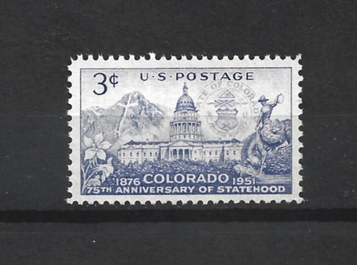 US Stamp-Scott-# 1001-3c-Mint/NH-NG-1951-Colorado Statehood