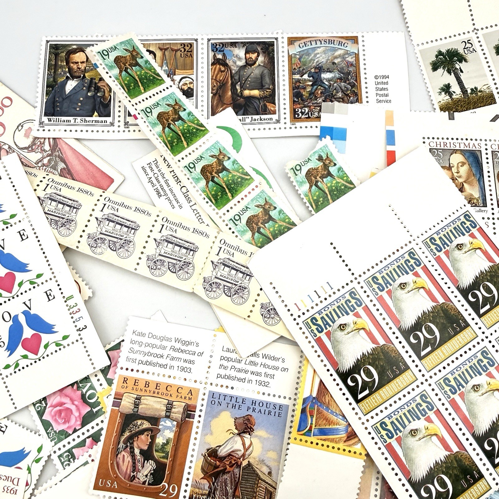 135+ Mint Unused USPS Stamps Lot Plate Blocks Strips Panes $33.75+ Face Value