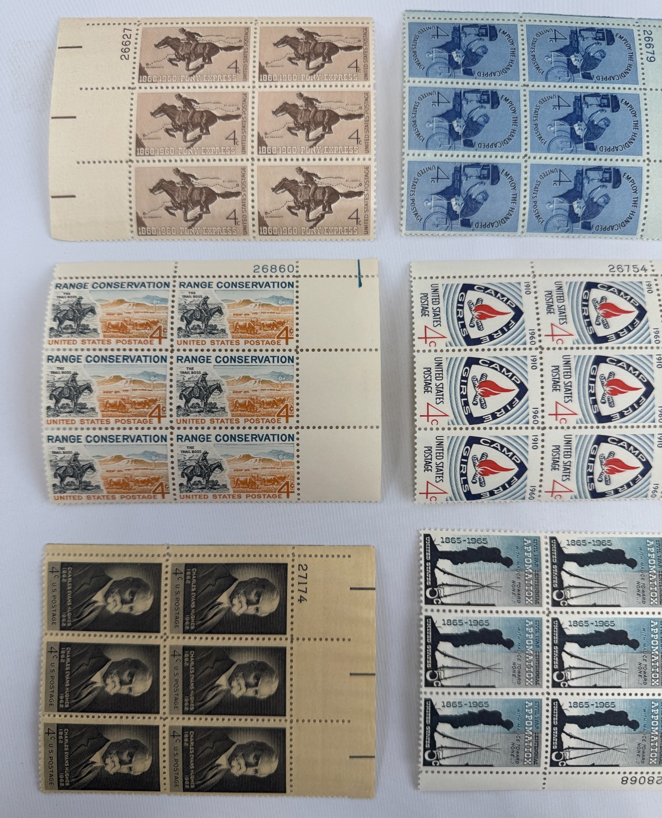 Vintage stamps US Plate Blocks MNH 1960-1965 Commemorative Stamps Civil War
