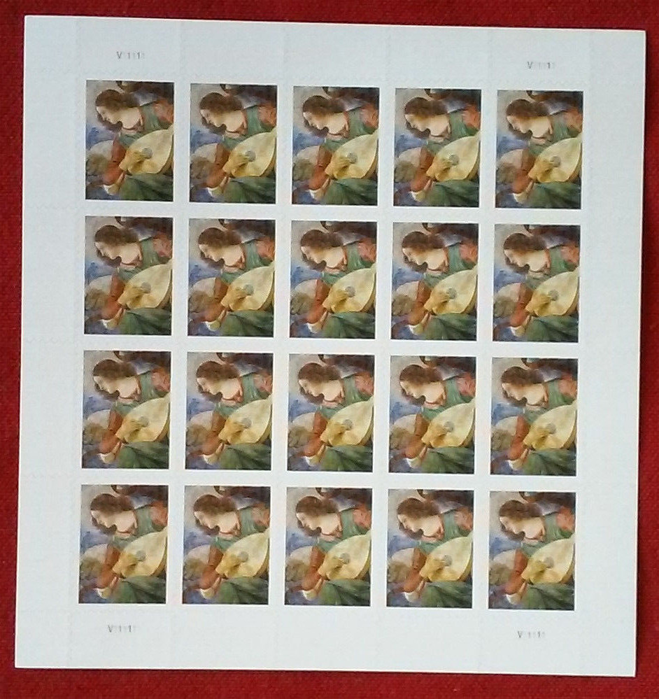 TWO (2) Sheets x 20= 40 of ANGEL WITH LUTE 44¢ US Postage Stamps. USA Sc # 4477