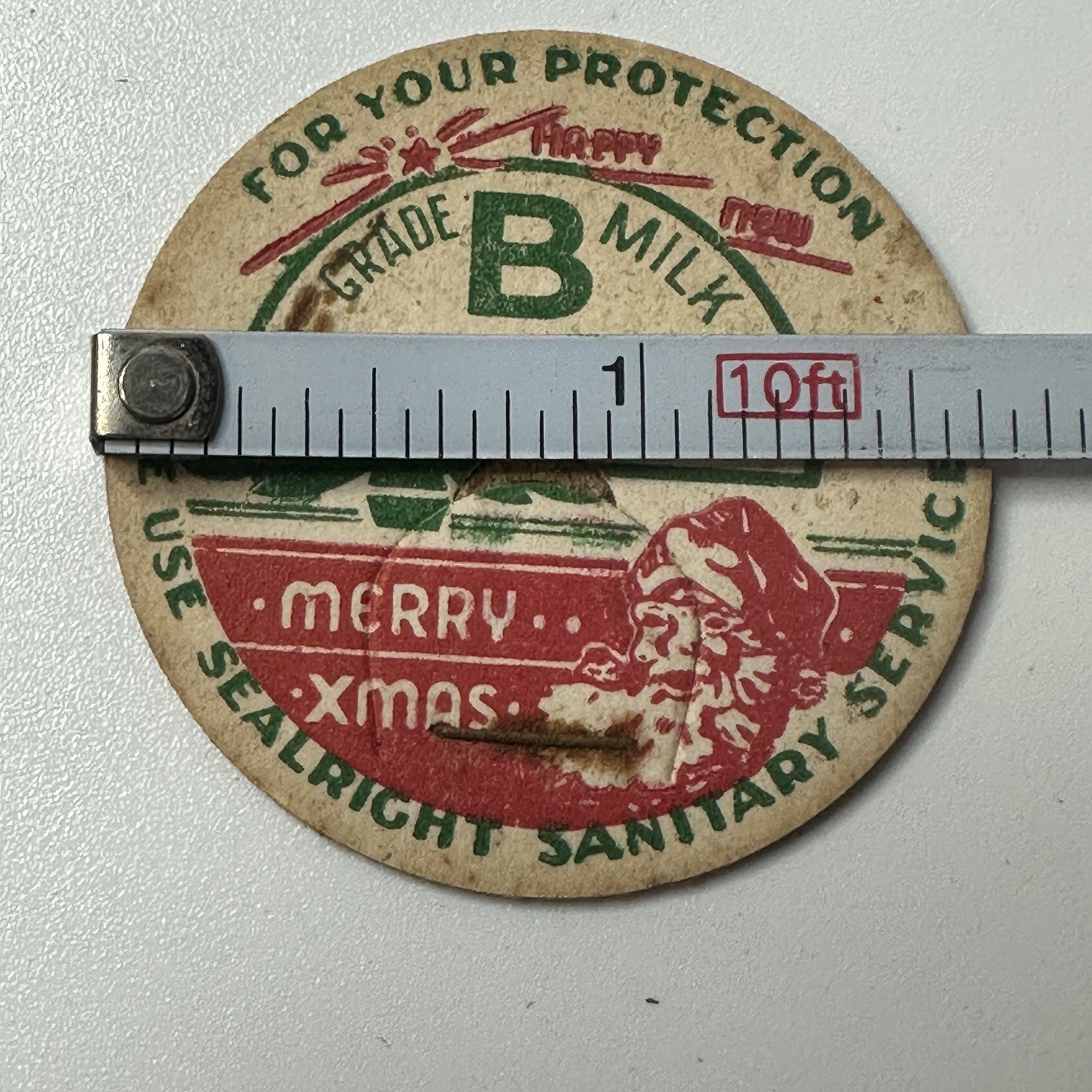 Milk Bottle Cap Santa Merry Christmas Xmas Happy New Year Sealright Sanitary