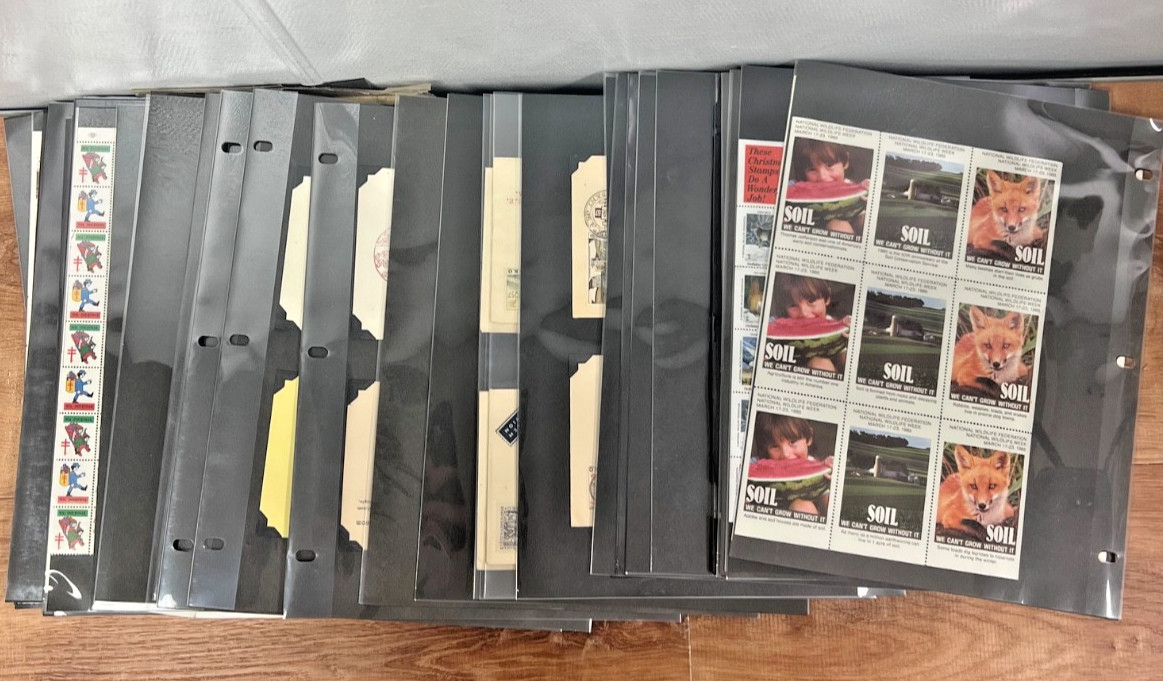 Envelopes With Stamps Collectable Postage 14 Pages/38 Pieces Vintage Antique