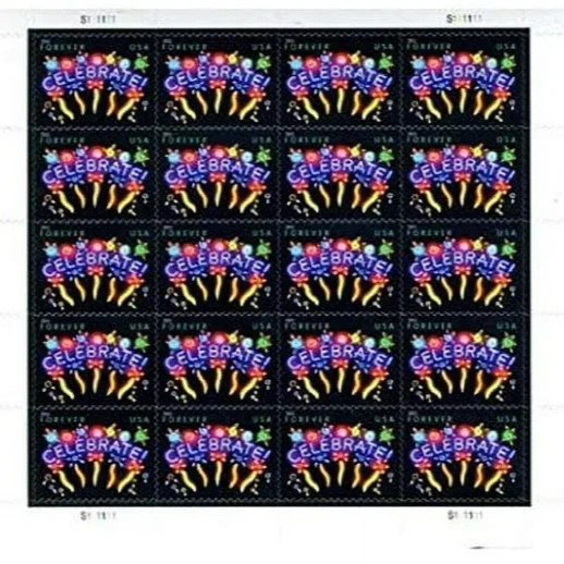 Neon Celebrate! USPS First-Class Mail Forever Postage Stamps – 1 Sheet of 20