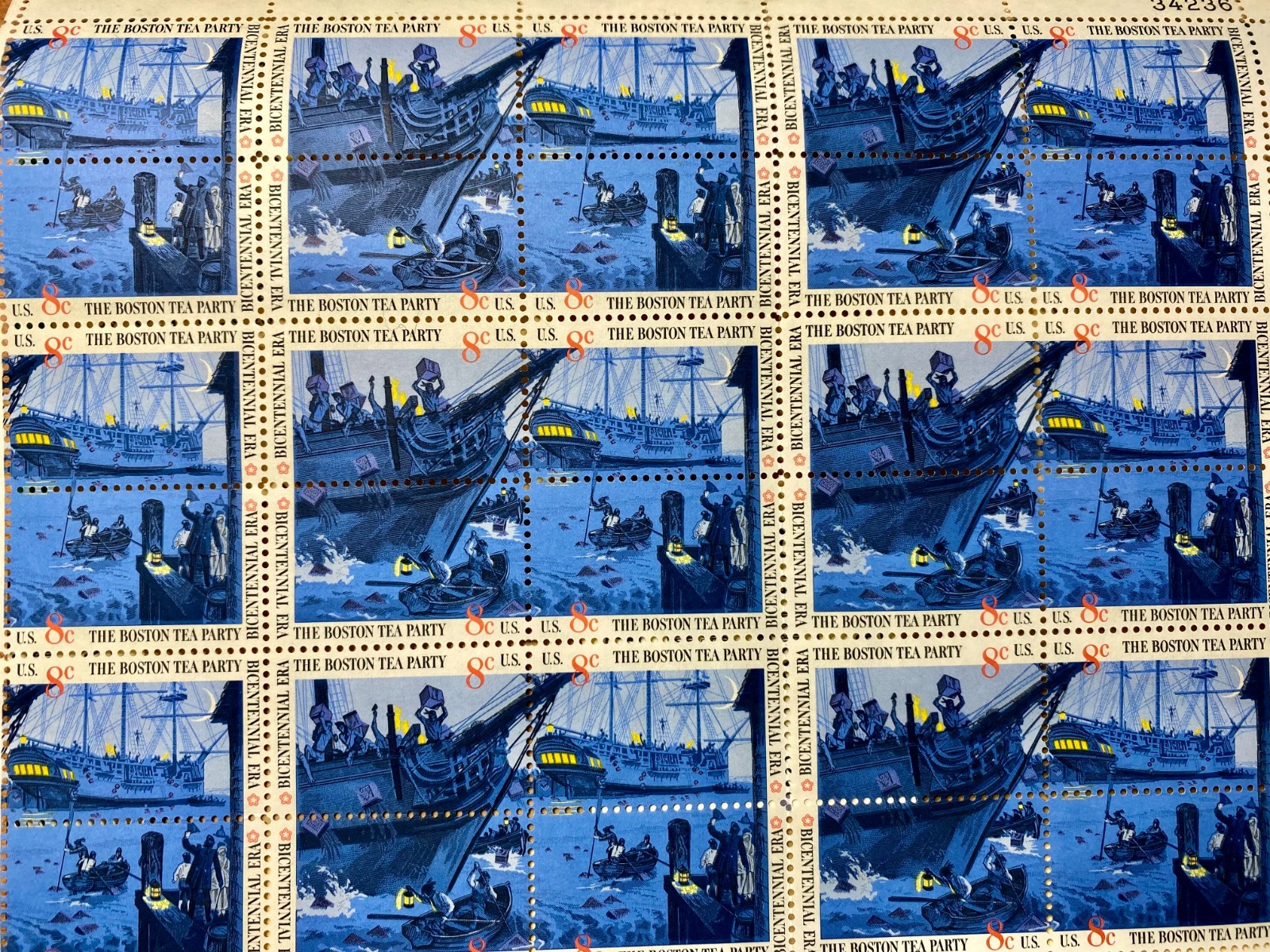 Boston Tea Party 8c US Stamp Book 100 Sheets 5,000 Stamps