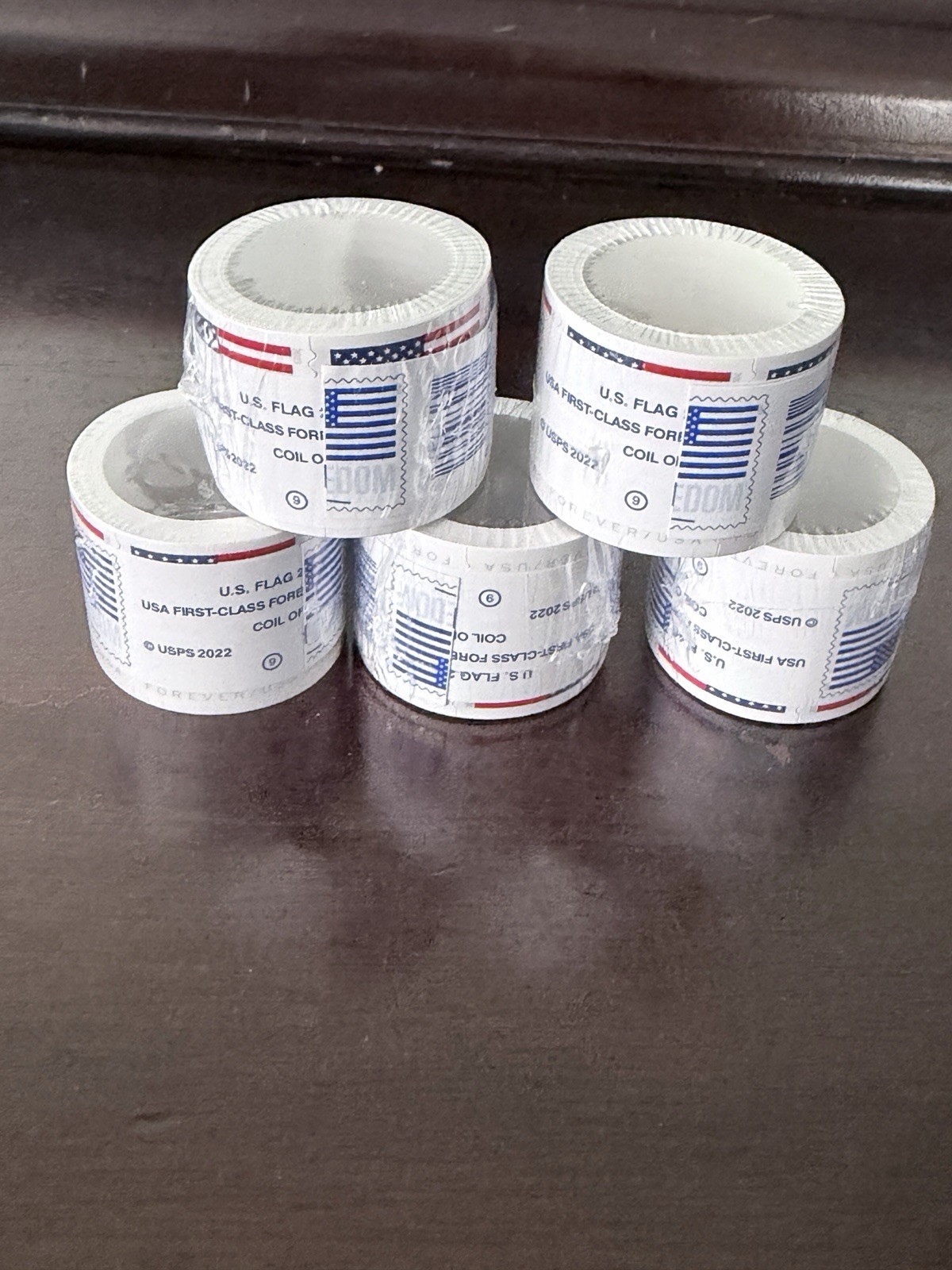 USPS 2022 U.S. Flag Forever Stamp Coil Postage Stamps Lot of 5 Rolls MNH- 500 ct