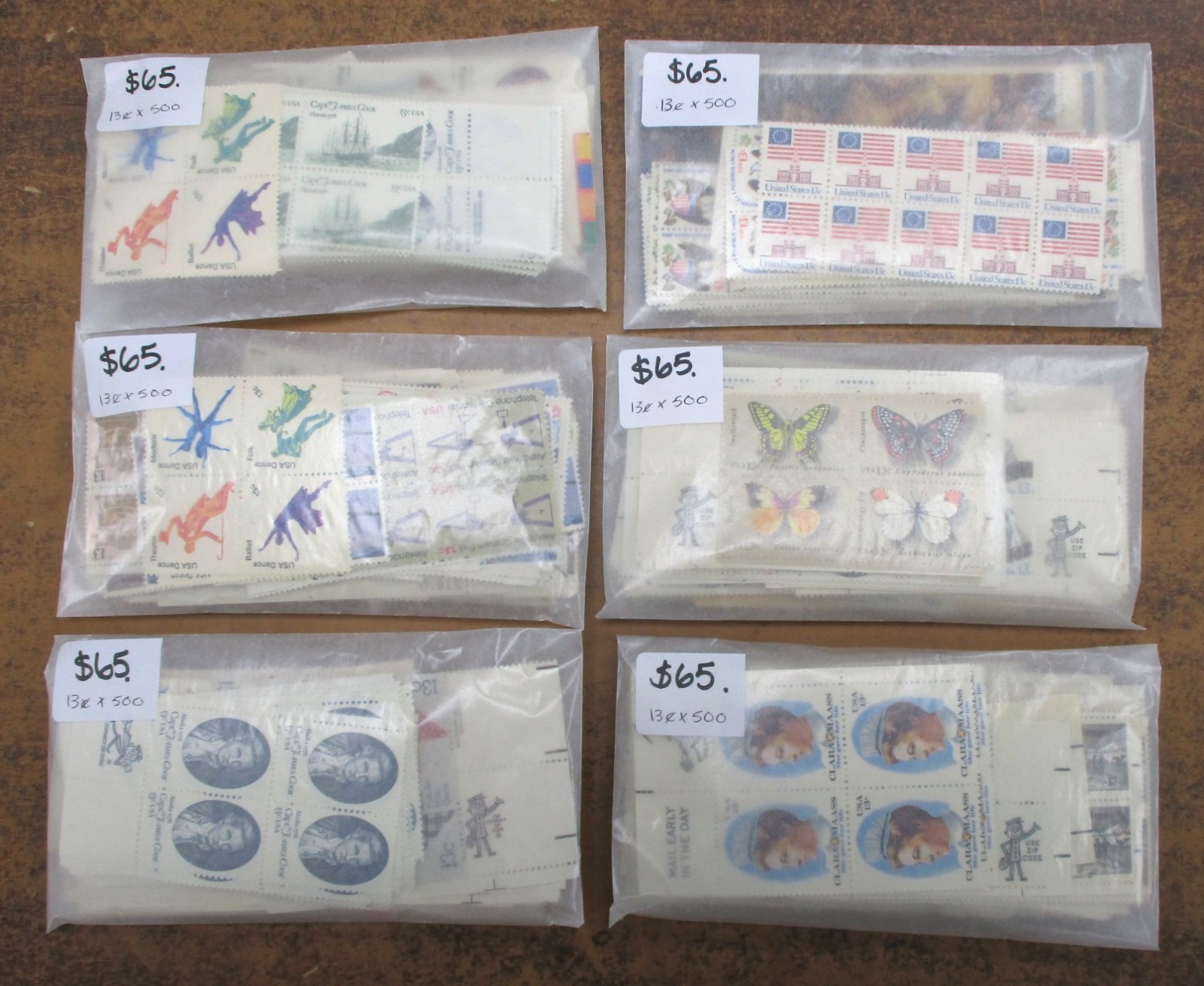 Discount Postage – 13¢ Values , 2 Packages of 500, Face $130 – Free Ship!