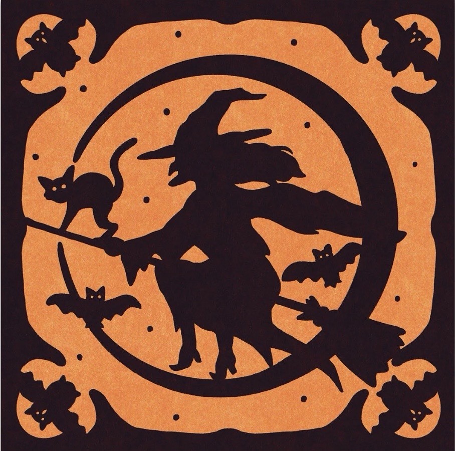 TWO Paper Beverage Decoupage Napkins-Wicked Witch Halloween Bats/cats/moon 3-ply