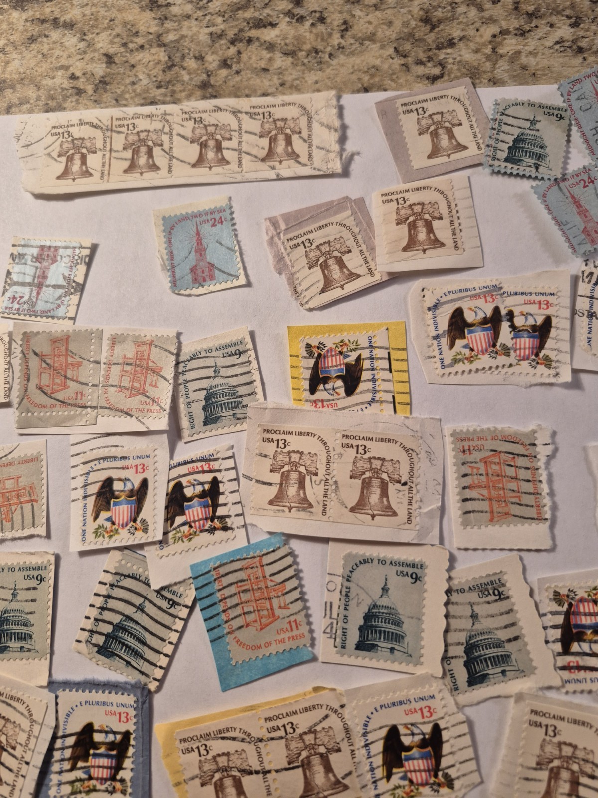 USA – 1975 Americana Lot Of ( 90 ) Printing Press ,church, capital dome, liberty