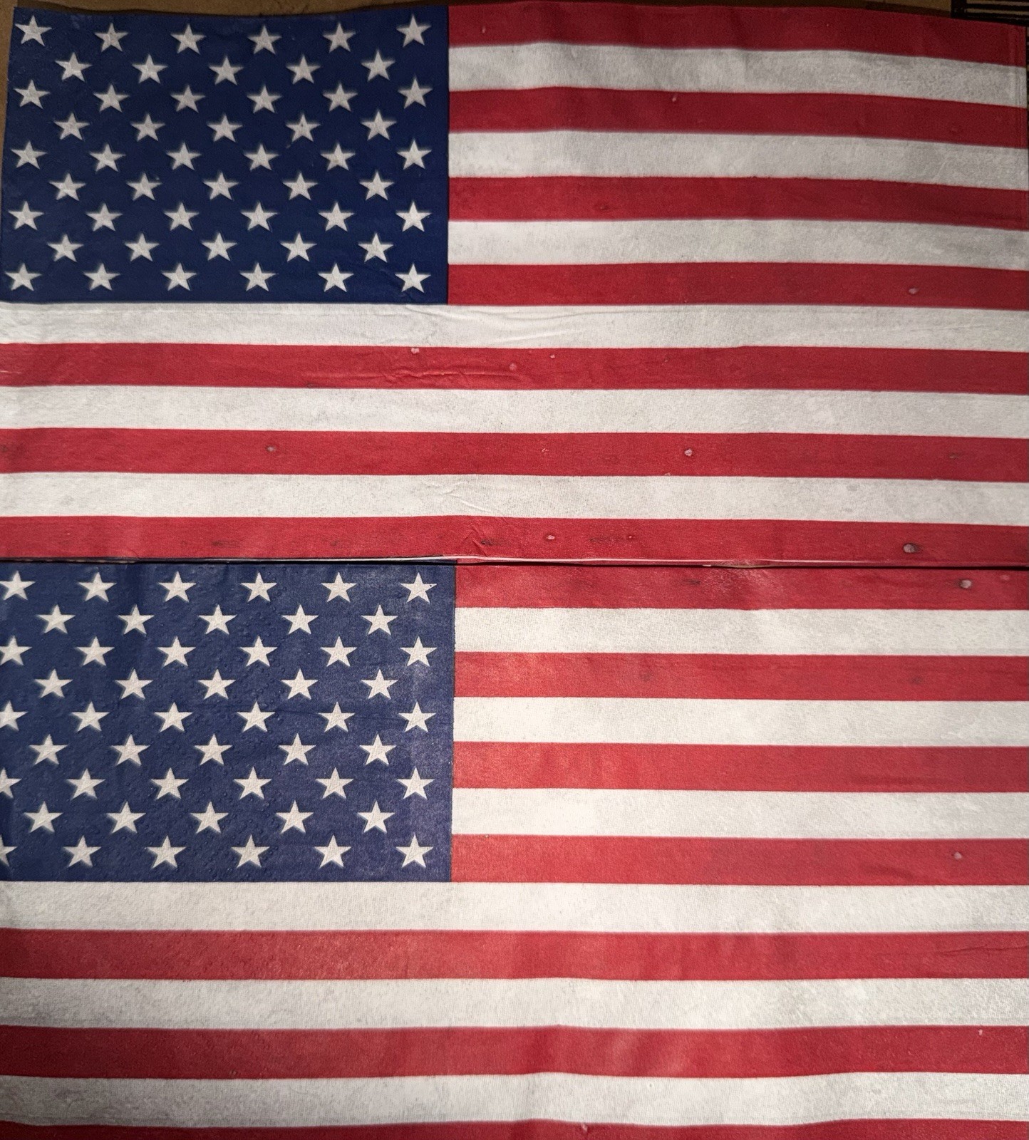 Two Individual paper dinner Decoupage Napkins Red/White/Blue Flag 4 Th Of July