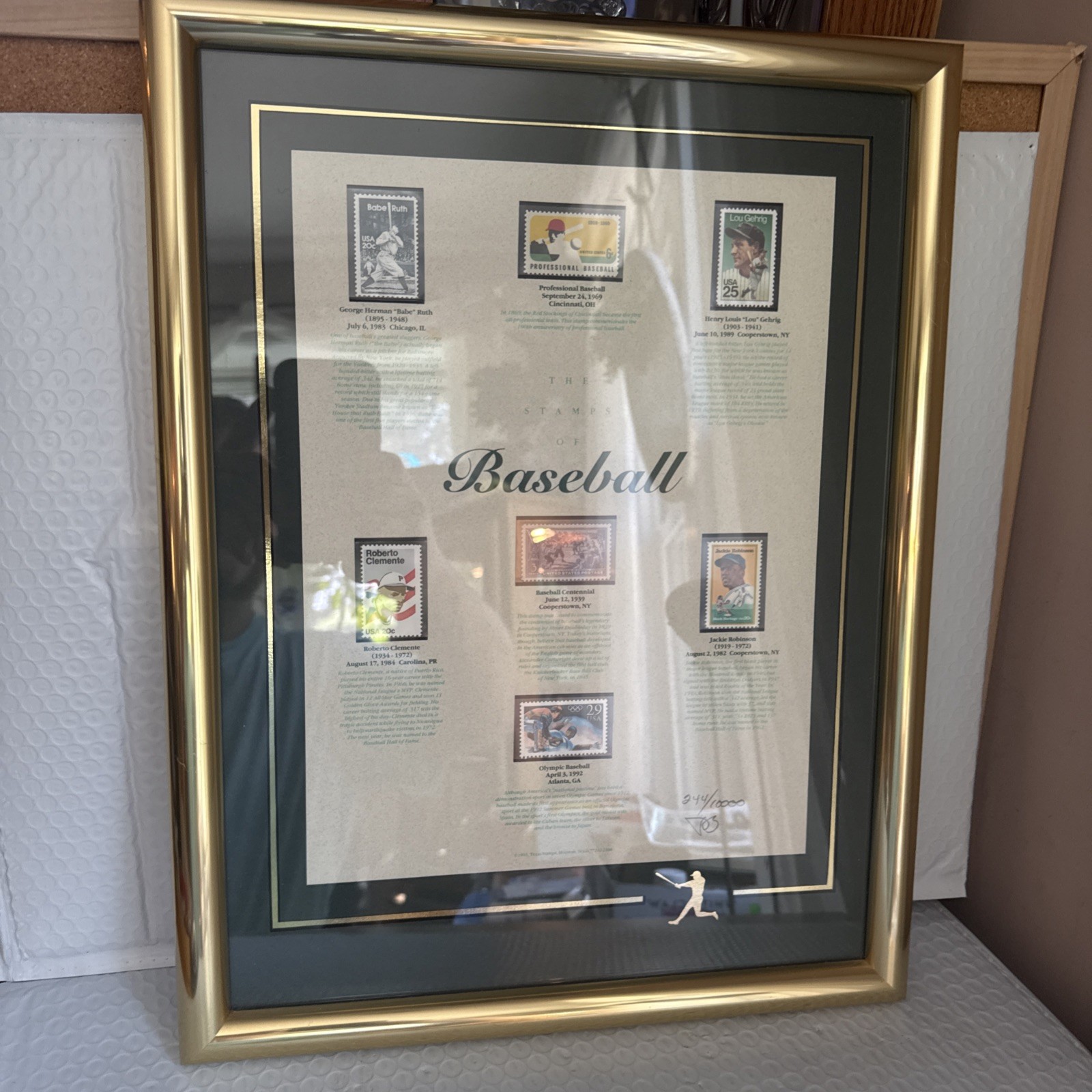 Framed The National Pastime Baseball Stamps set of 7 stamps limited ed 244/10000