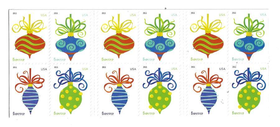 US SCOTT 4578b BOOKLET OF 20 HOLIDAY BAUBLE FOREVER STAMPS MNH