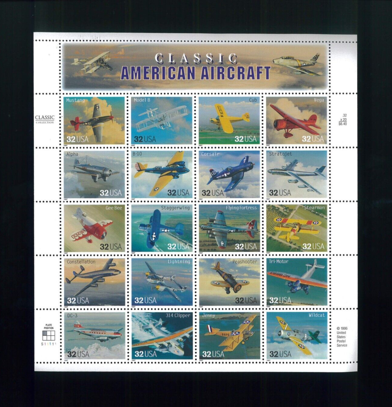 United States 32¢ Classic American Aircraft Airplane Postage Stamp #3142 MNH