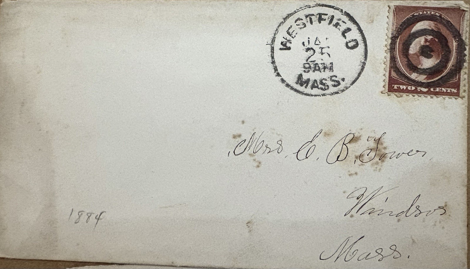 Lot of 5 1880s U.S. Covers w/ 2¢ Washington (Scott #210) incl. Double-Franked