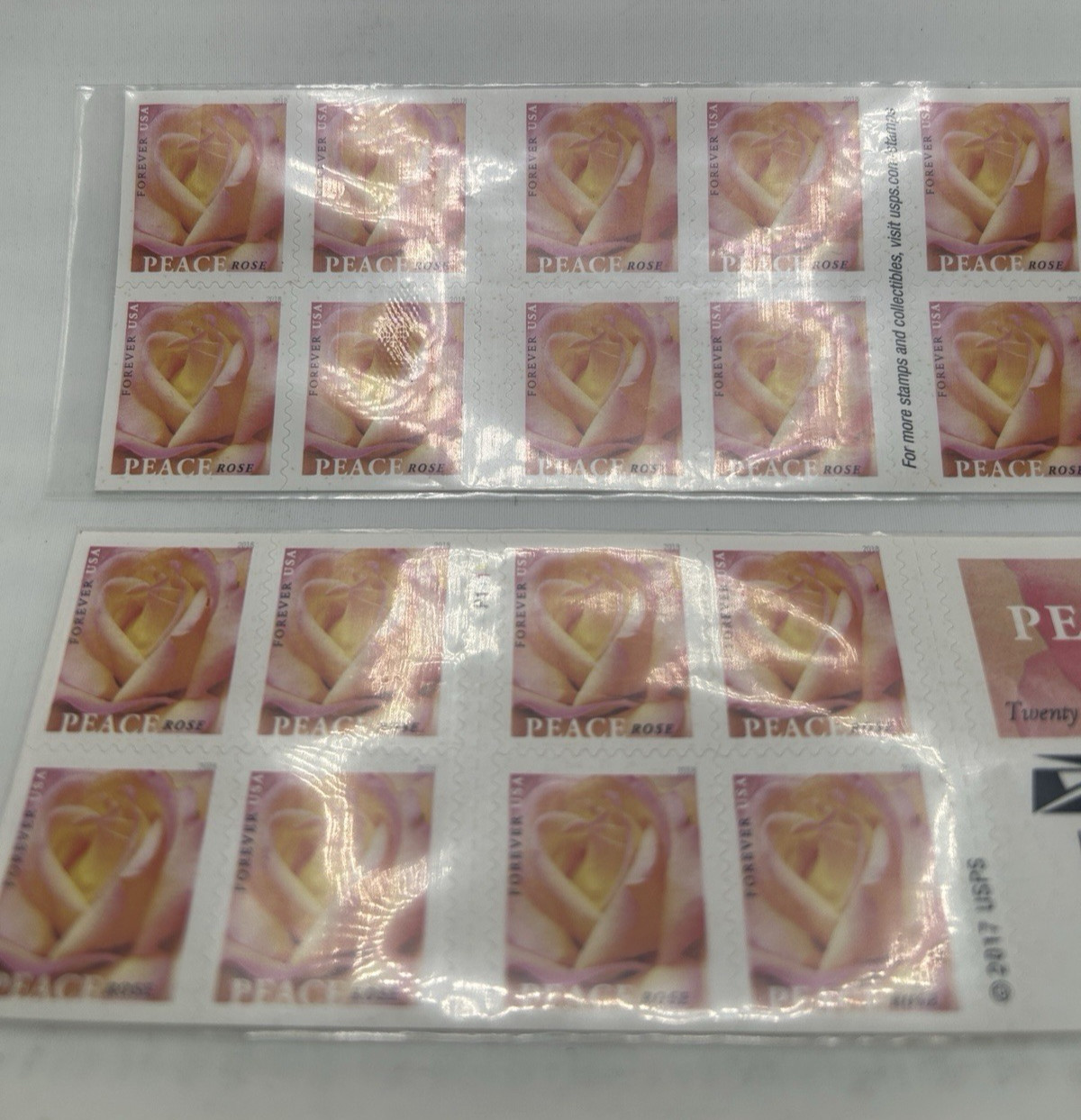 2017 Peace Rose Forever Stamps 2 Books/40 Stamps #5280