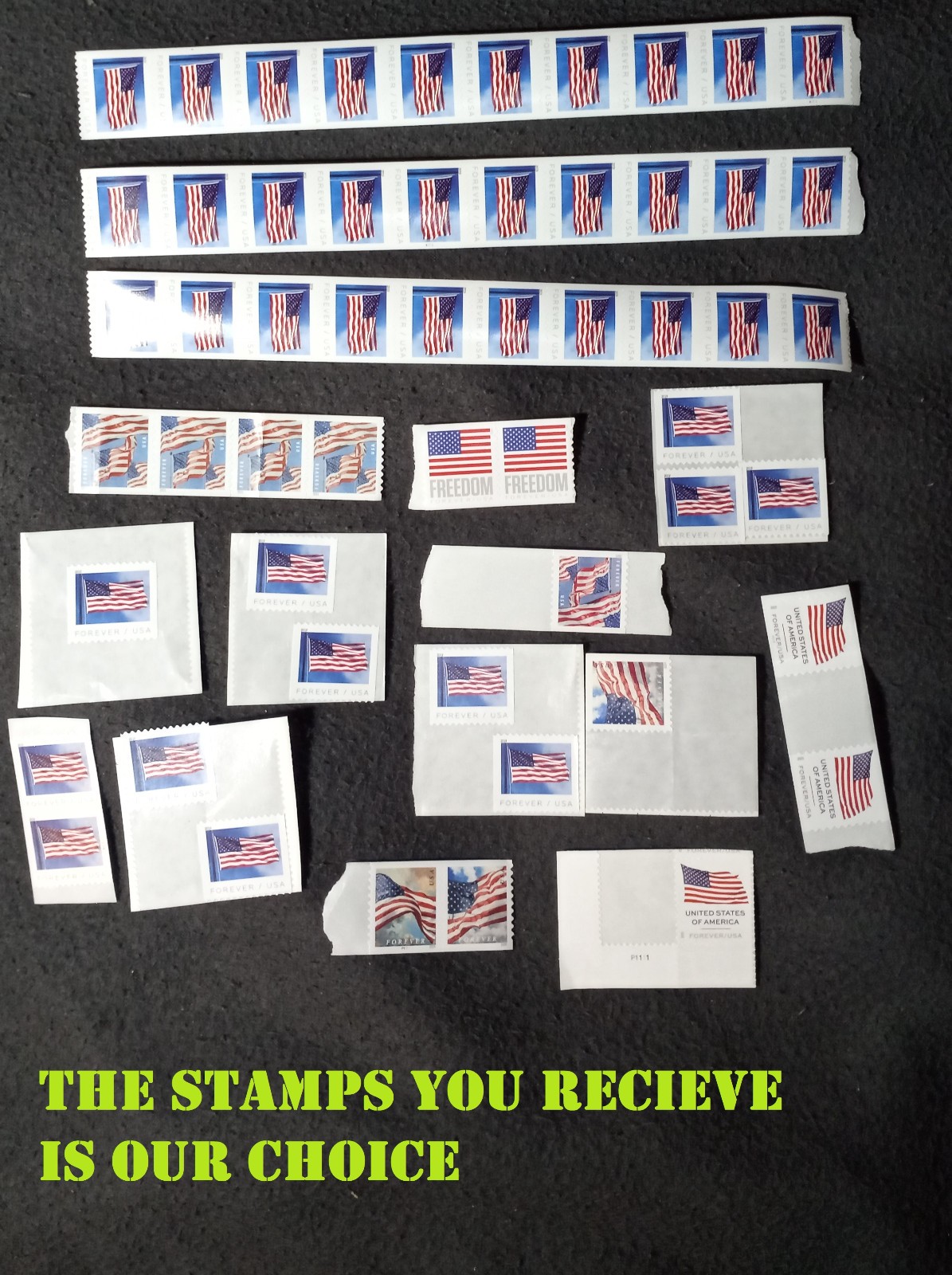 10 Unused Forever US Flag Stamps