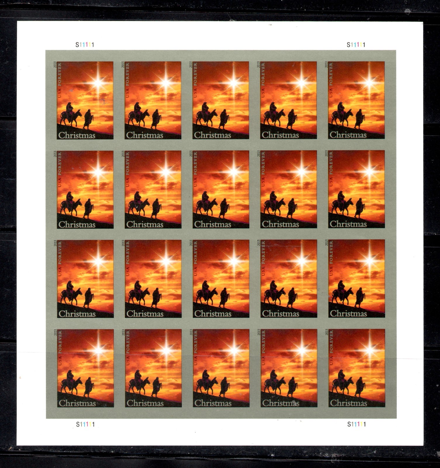 Scott 4711 Holy Family Forever Imperforate – No Die Cuts- Pane of 20 MNH.