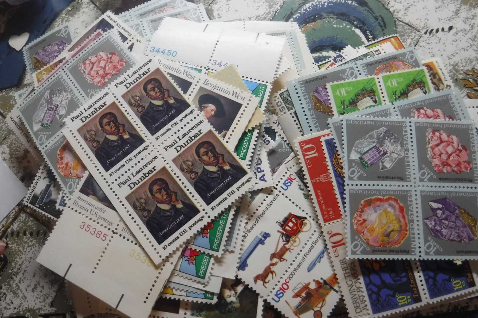 Lot of Unused Stamps, Fifty Vintage Ten Cent U.S. Postage Stamps