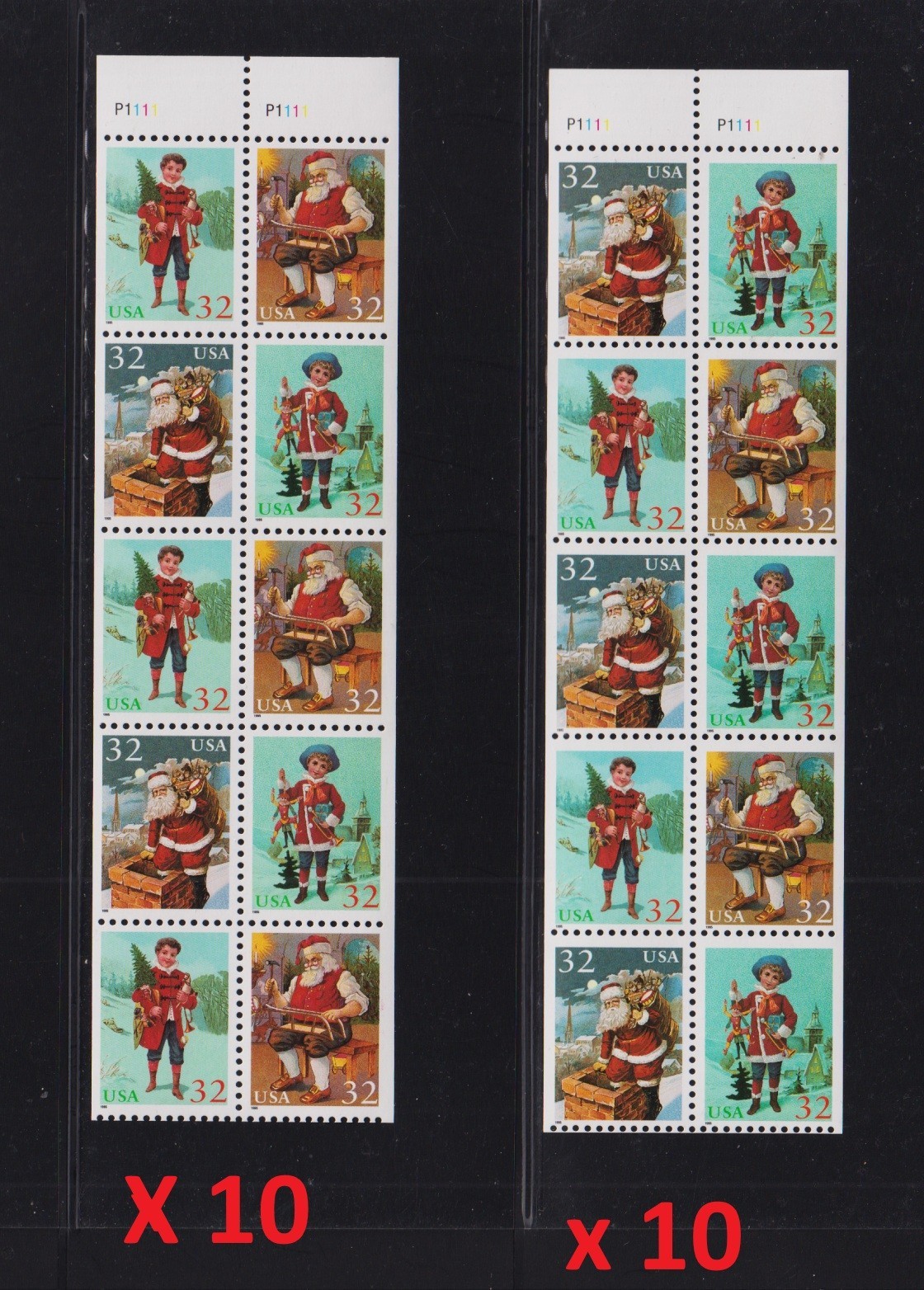 U.S. #3007b & #3007c Never folded panes – cat. $ 180.00 – FACE value $ 64.00