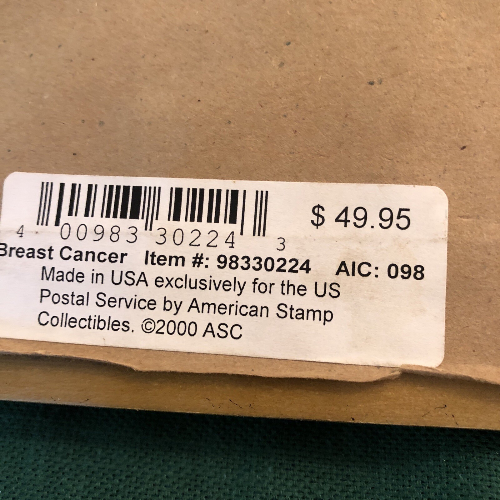 US Postal Service 2000 Stamp Out Breast Cancer 18” X 16” Wall Hanging