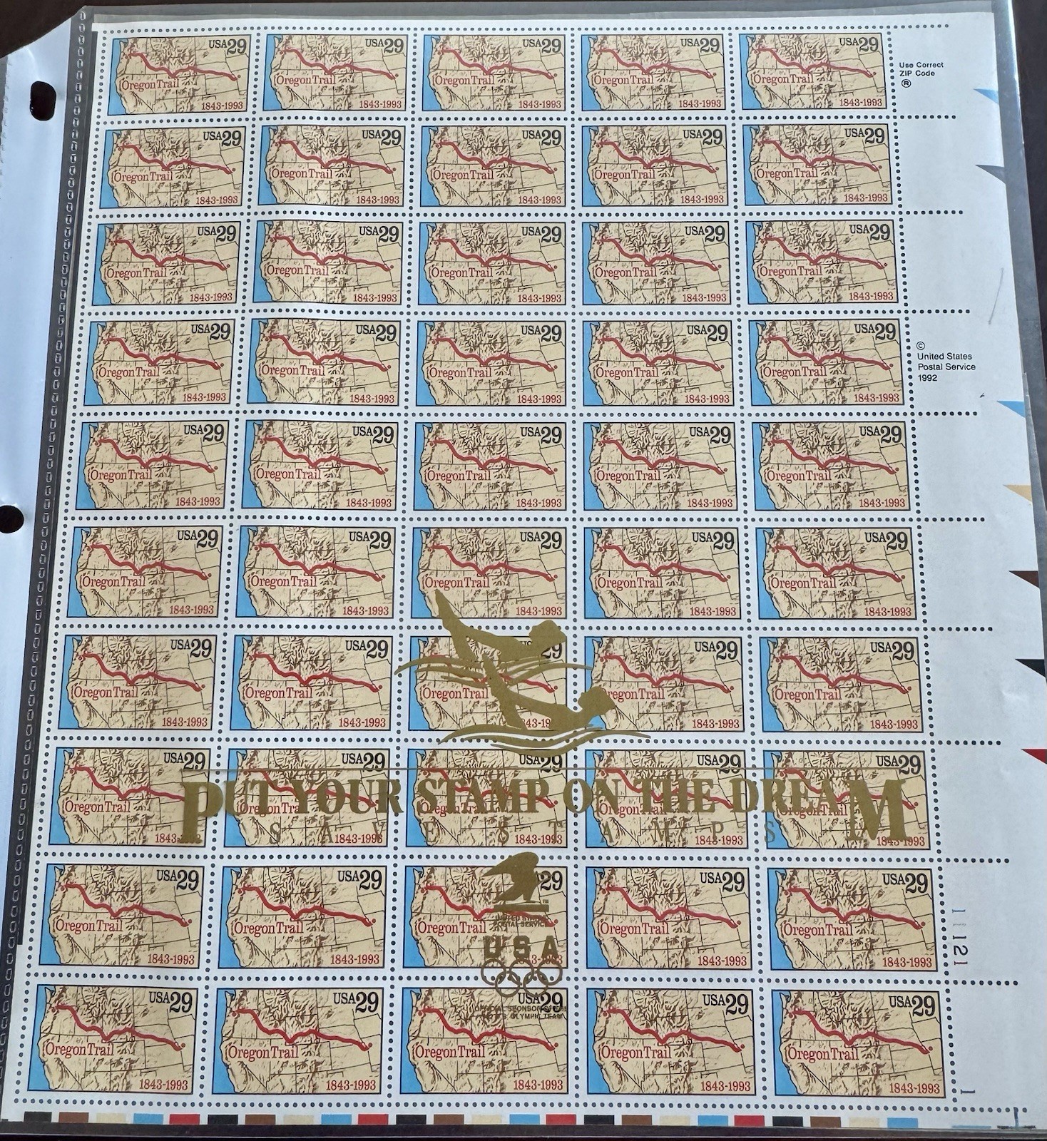 Scott # 2747 Oregon Trail 1993 Commemorative Stamps 29c Full Sheet MNH