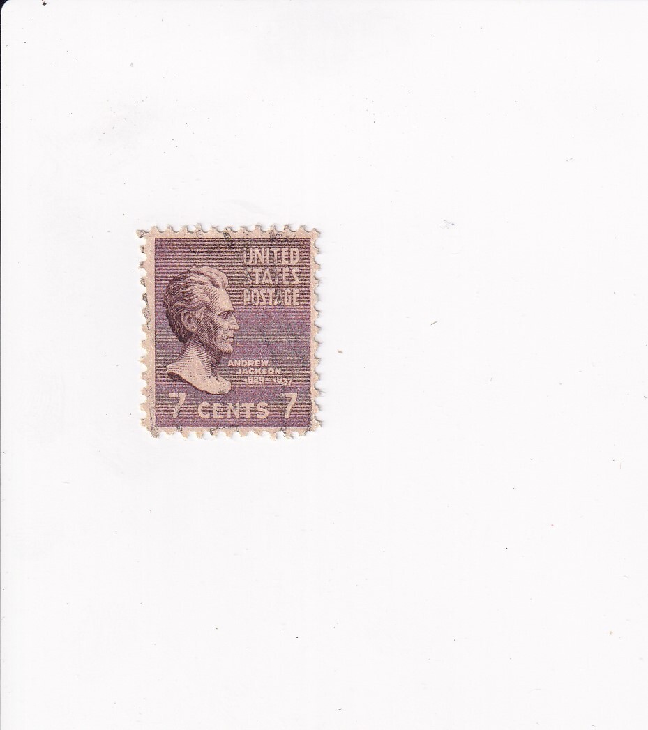 US Postage Stamp 7 Cents BROWN ANDREW JACKSON LIGHT POSTMARK