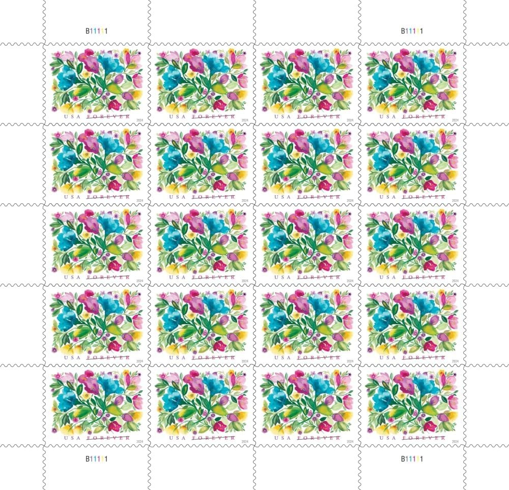 Forever Stamps Sheet 20 Postage USPS Celebration Blooms Scott 5849