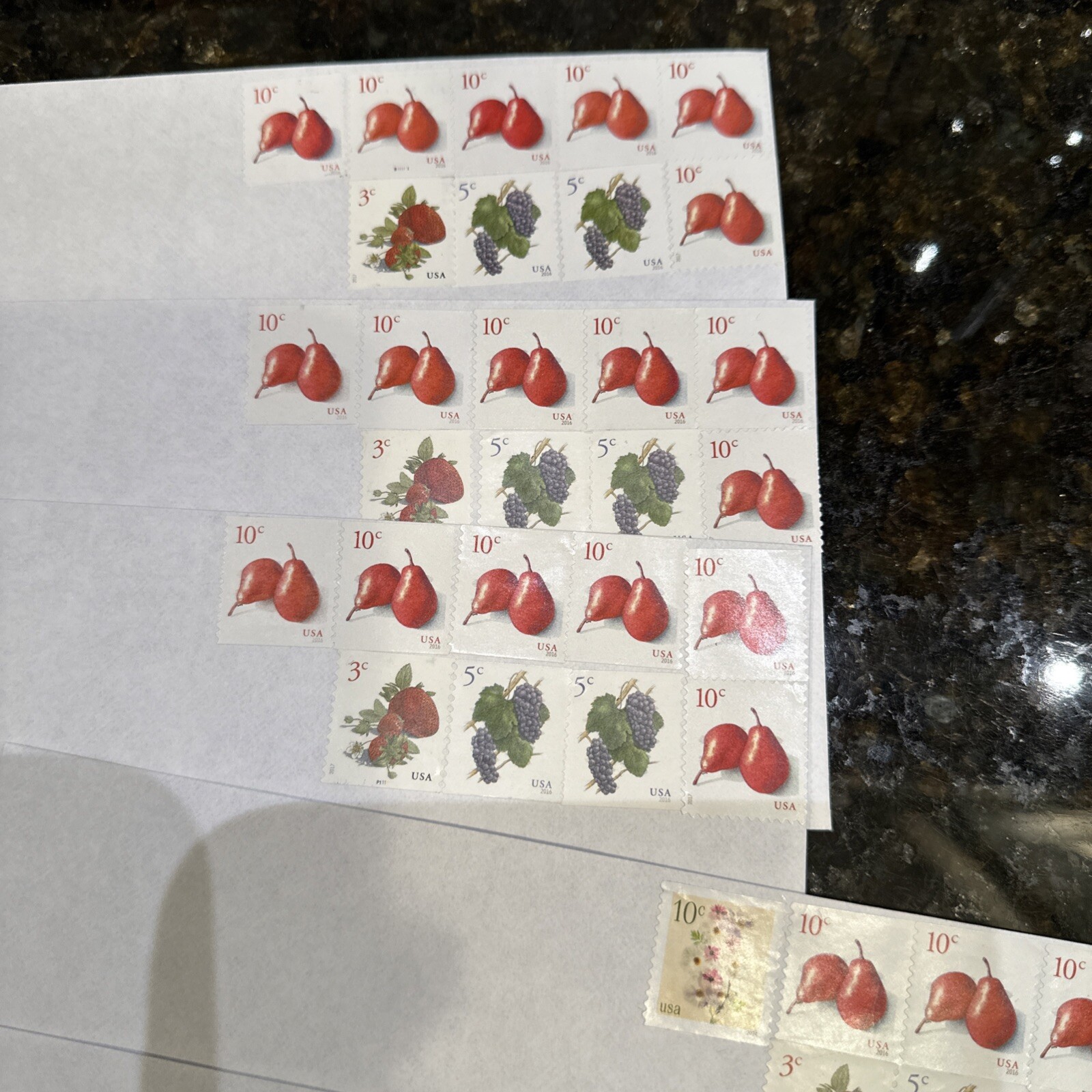50 PRE-STAMPED #10 “PEEL & SEAL” SECURITY ENVELOPES w/TOTAL OF .63 CENTS ON EA