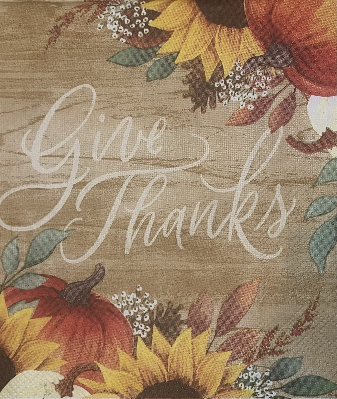 TWO Paper LUNCHEON Decoupage Napkins/Art/Give Thanks /sunflowers/pumpkins/Autumn