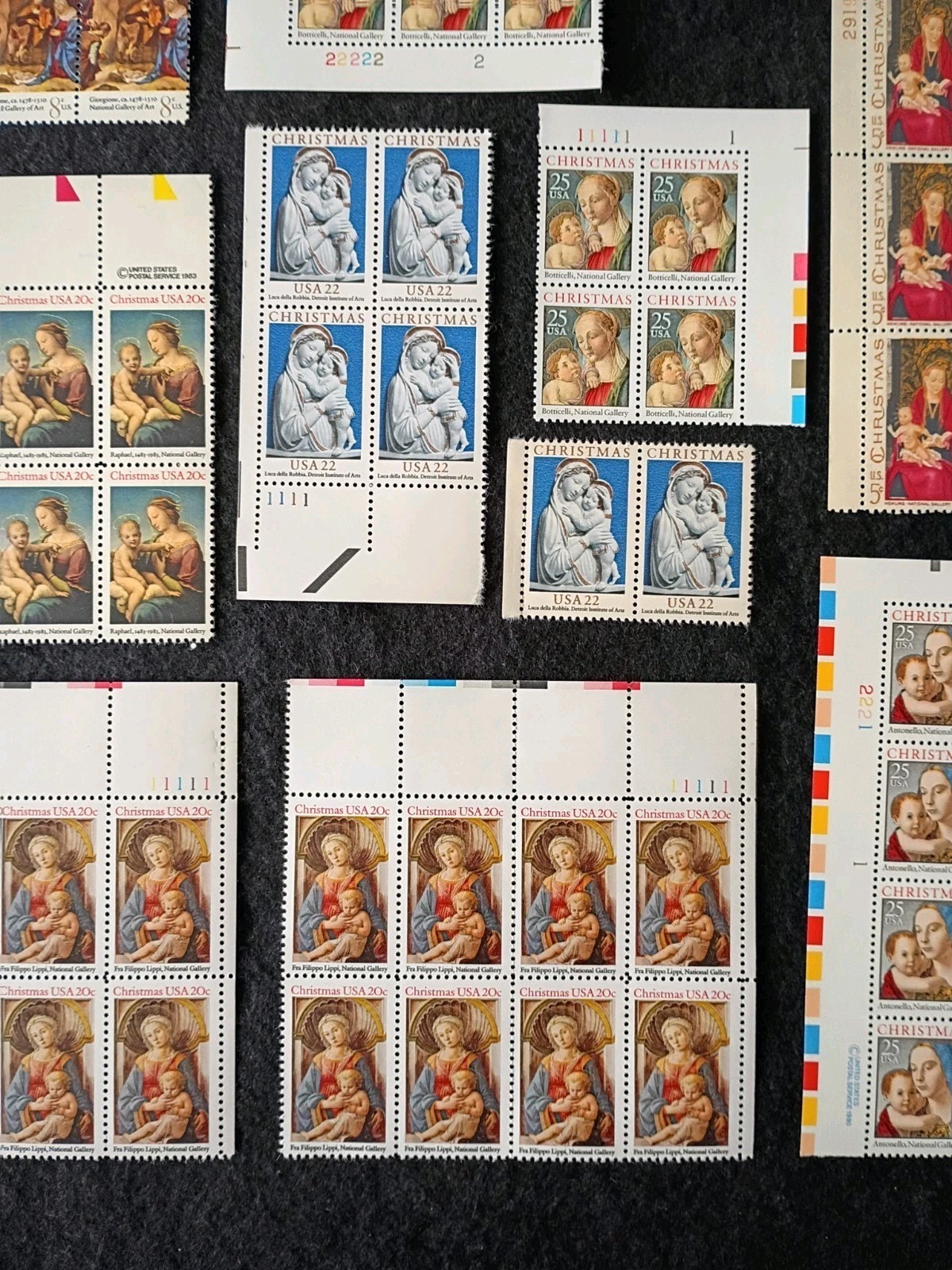 Lot of 110 Madonna and Child Jesus Christmas Stamps Blocks Mixed Denominations
