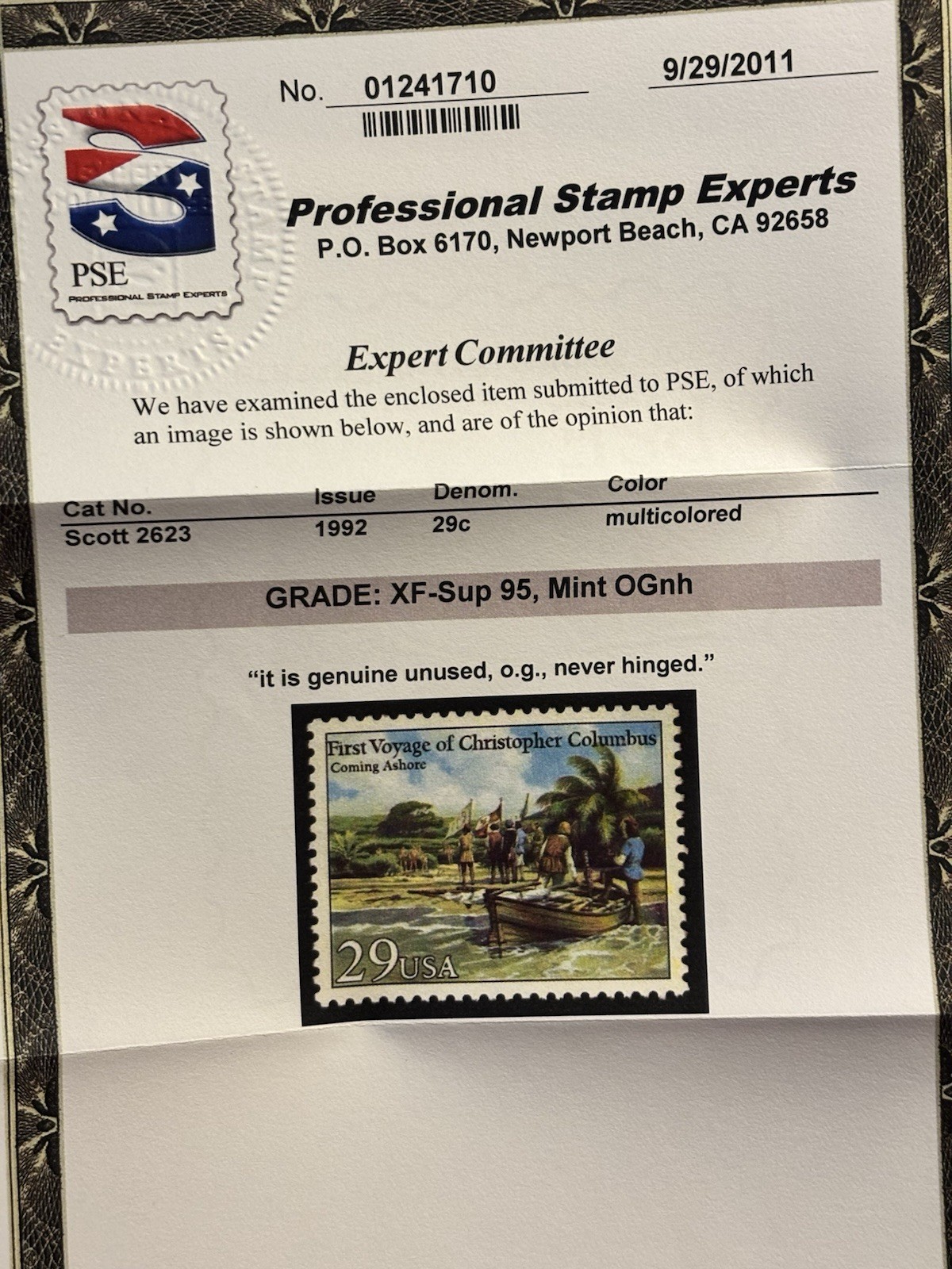 US Stamps #2620-23 Voyage of Columbus XF-Superb Certs