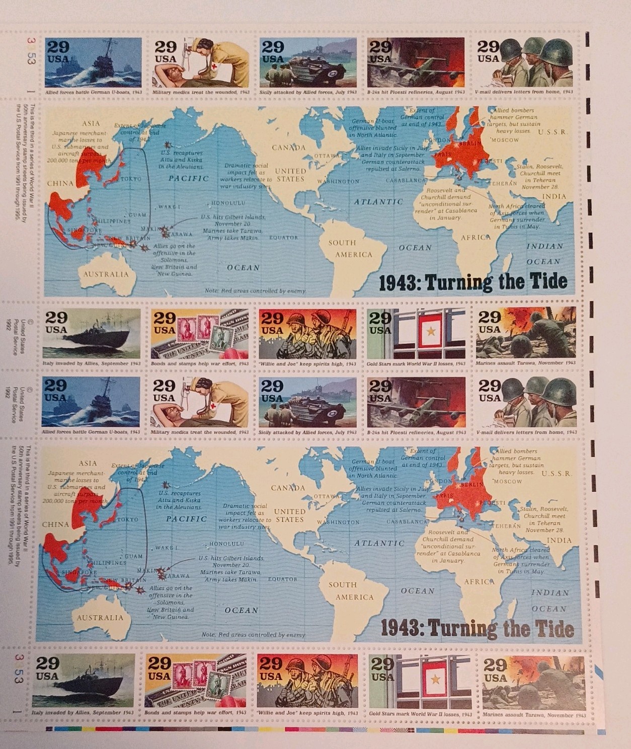 Military- WWII Stamps 1943 Turning the Tide.  MNH Excellent 