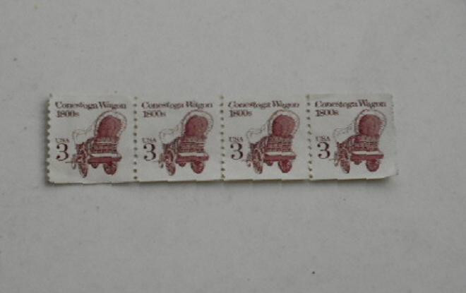 USA 1988 3¢ CONESTOGA WAGON 1800s TRANSPORTATION SERIES STRIP OF 4 STAMPS Mint