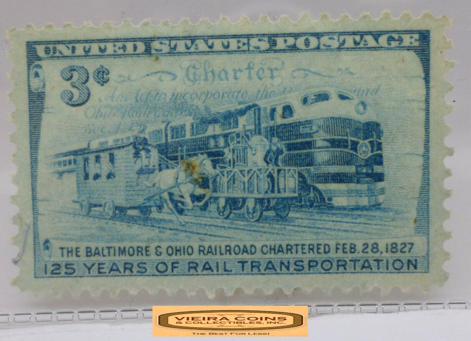 USA Postage 125 Years of Rail Transportation 3 Cents Stamp – #S41735NQ