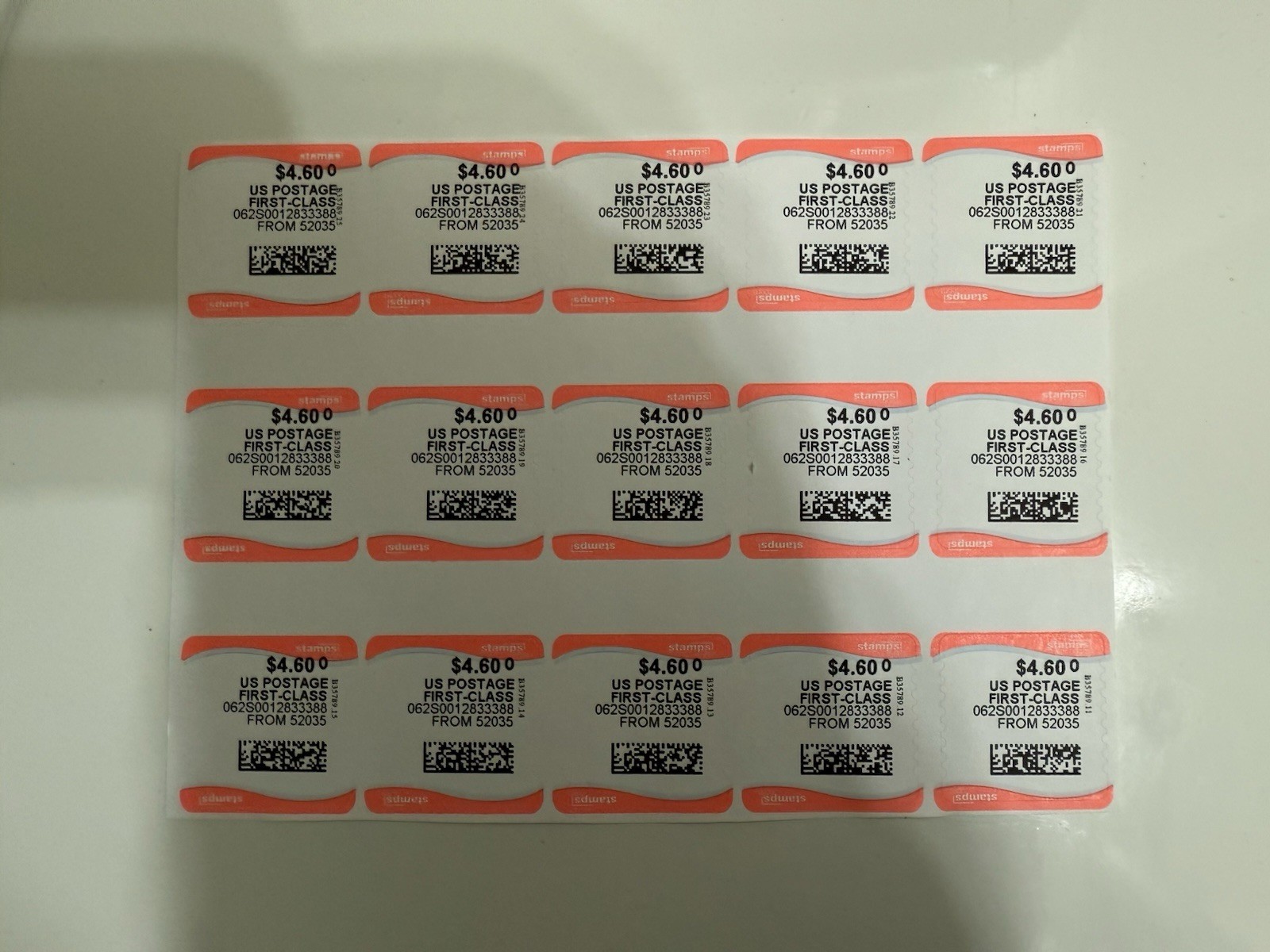 Computer vended Stamps 200 $4.60 Cents Face value Stamps. Get them 2 Days.